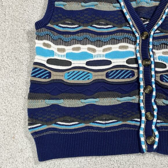 Vintage Sweater Women XL Blue 3D Textured Chunky Knit Colorful Coogi Style Cosby - Picture 2 of 12